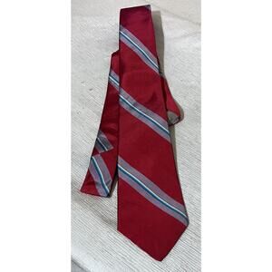 Vintage Christian Dior 100% Silk Tie Necktie USA made Designer Red Grey stripe